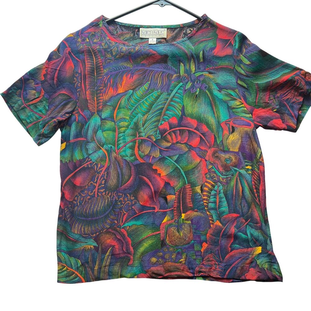 Vintage 80's Karen Kane Petite Floral Top Size 4 Made in the USA